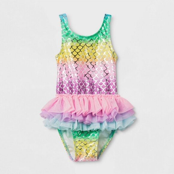 CAT & JACK Mermaid Tutu One Pice Swimsuit ~ 2T - Picture 2 of 11